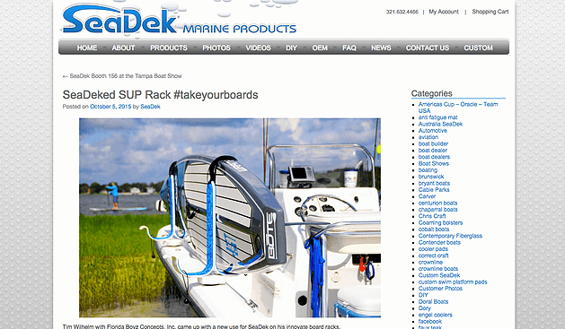 Image of Manta Racks being featured in SeaDek website