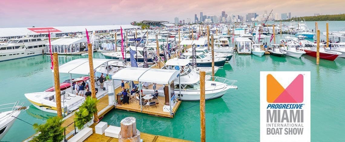 Banner image of Miami International Boat Show 2018: A vibrant event showcasing a variety of boats, yachts, and marine accessories.