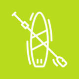 paddleboard icon with light yellow green background