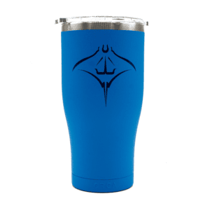 Image of blue Manta Racks Orca 27oz chaser cup.