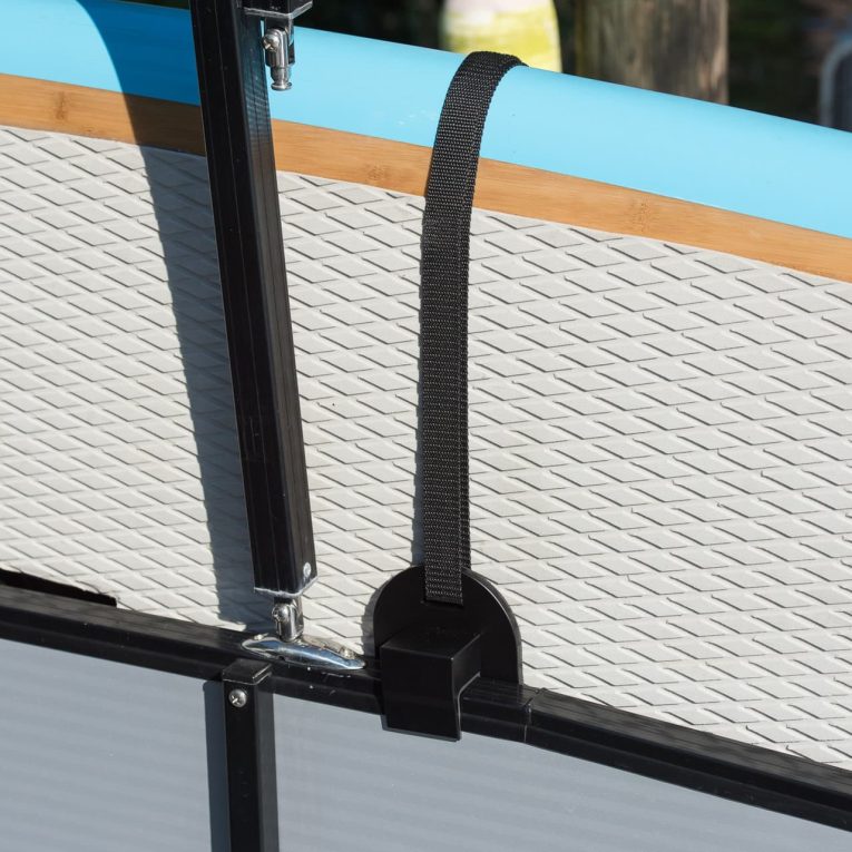 PSE_8763 A close-up of a Paddleboard on Manta Racks Paddleboard Storage.